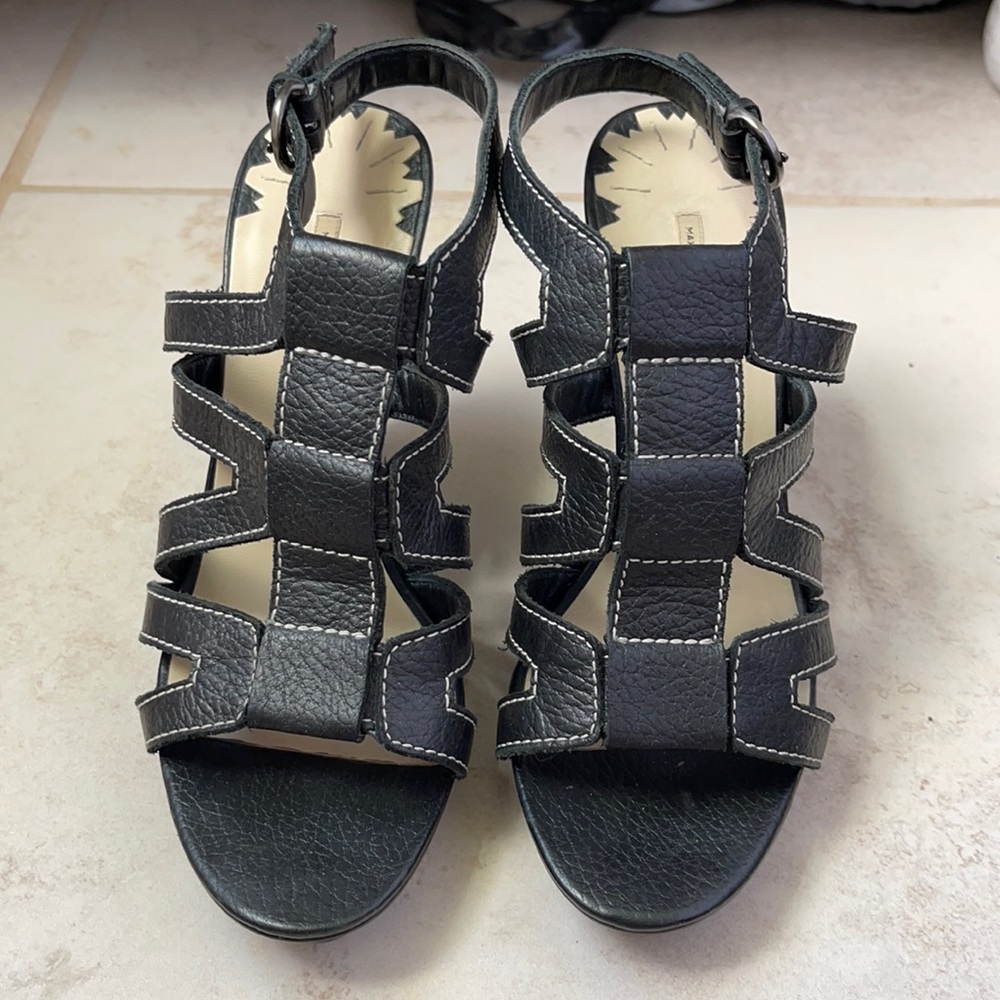 Max Studio Gareta leather t strap heel sandal